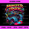Monster Truck Retro Colorful PNG, Graffiti Kids Youth Art PNG