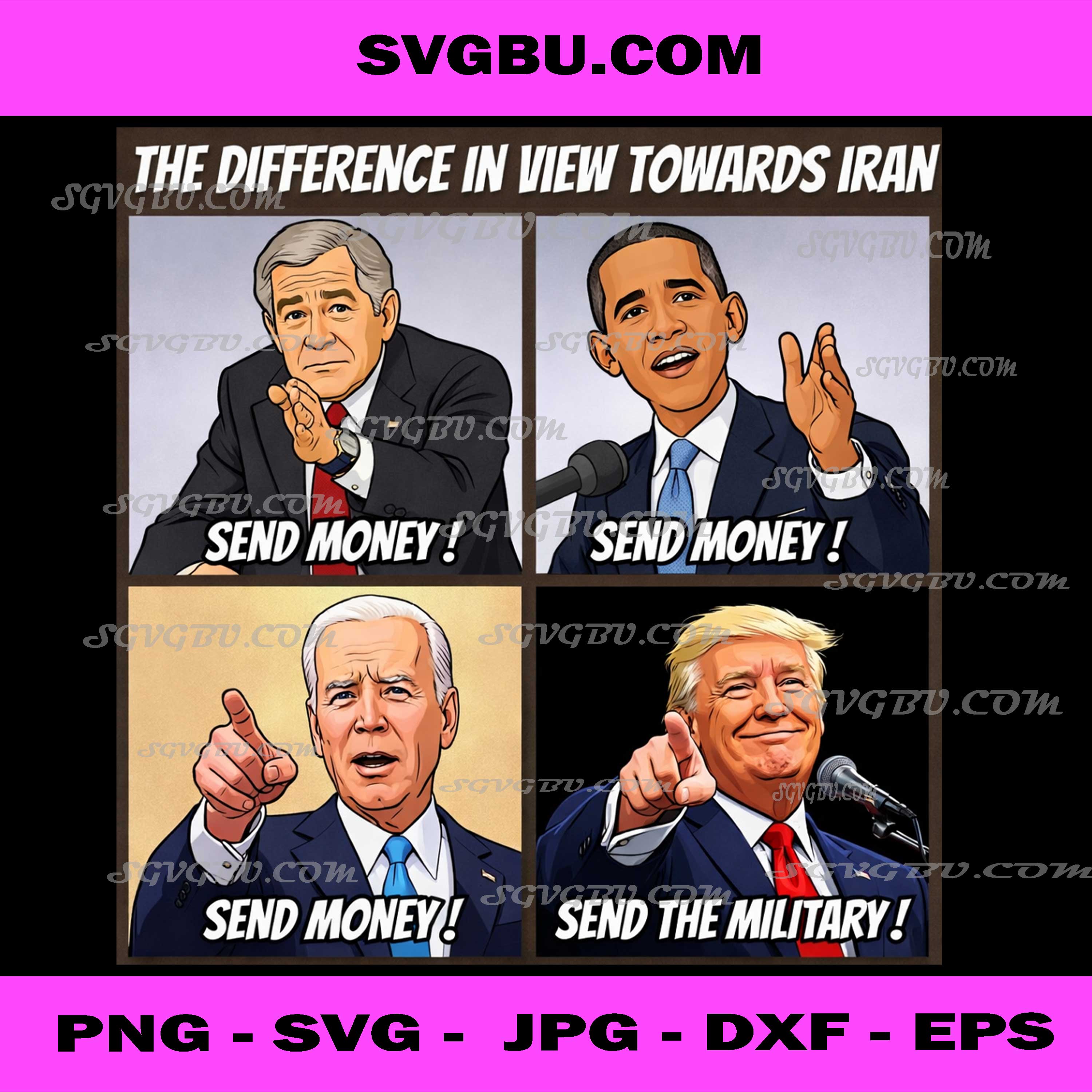 The Difference In View Towards Iran Meme PNG, Political Humor PNG