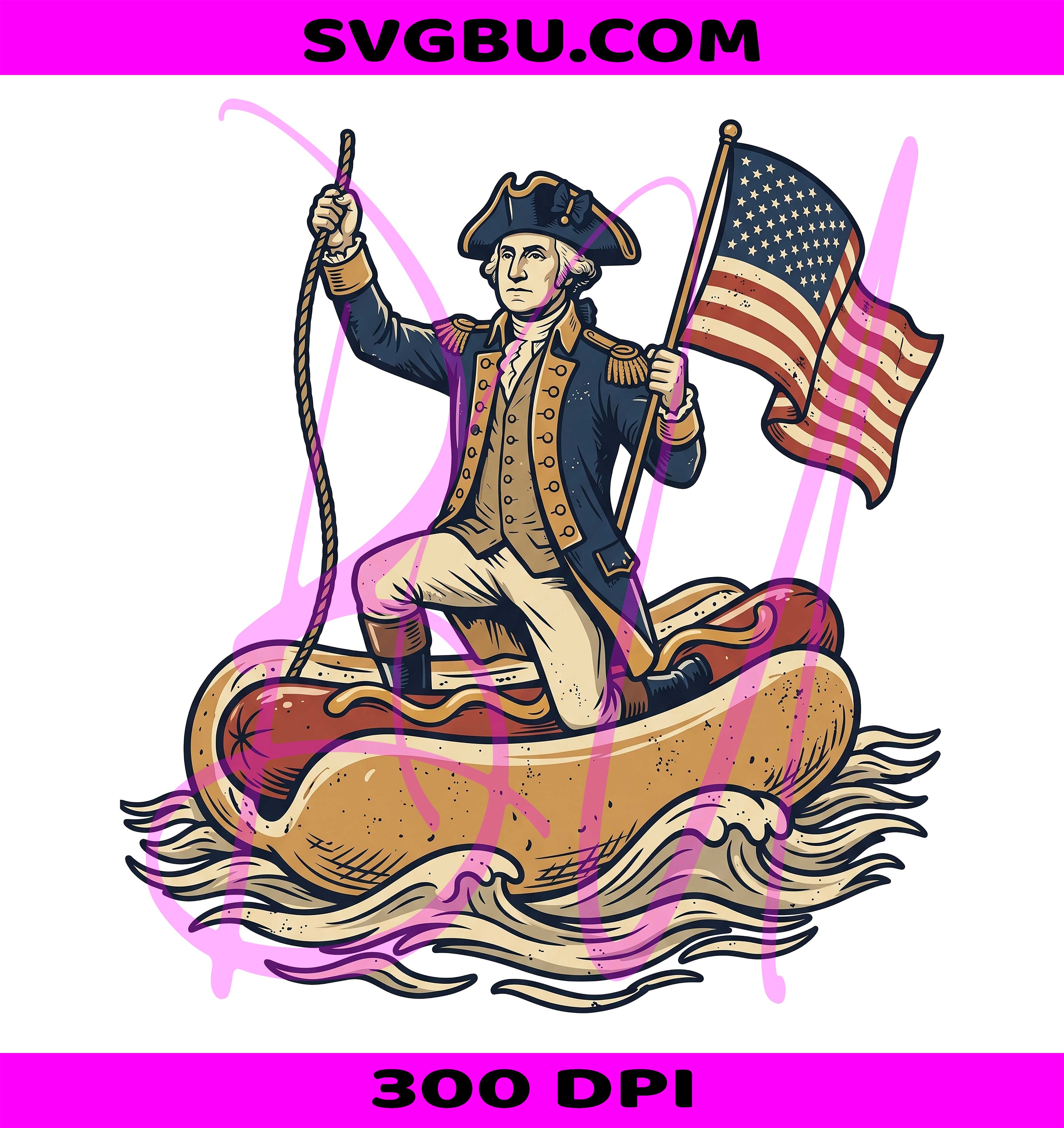 George Washington Hot Dog PNG, Funny Fourth of July PNG, Patriotic Washington PNG