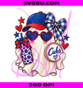 Cubs Baseball Ghost PNG, Cute Baseball Bow PNG, Ghost Game Day PNG