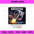 Back to the Moon Artemis II 2026 PNG, NASA Rocket American Flag Space Design