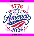 1776 2026 Patriotic America PNG, Vintage US Flag Design PNG