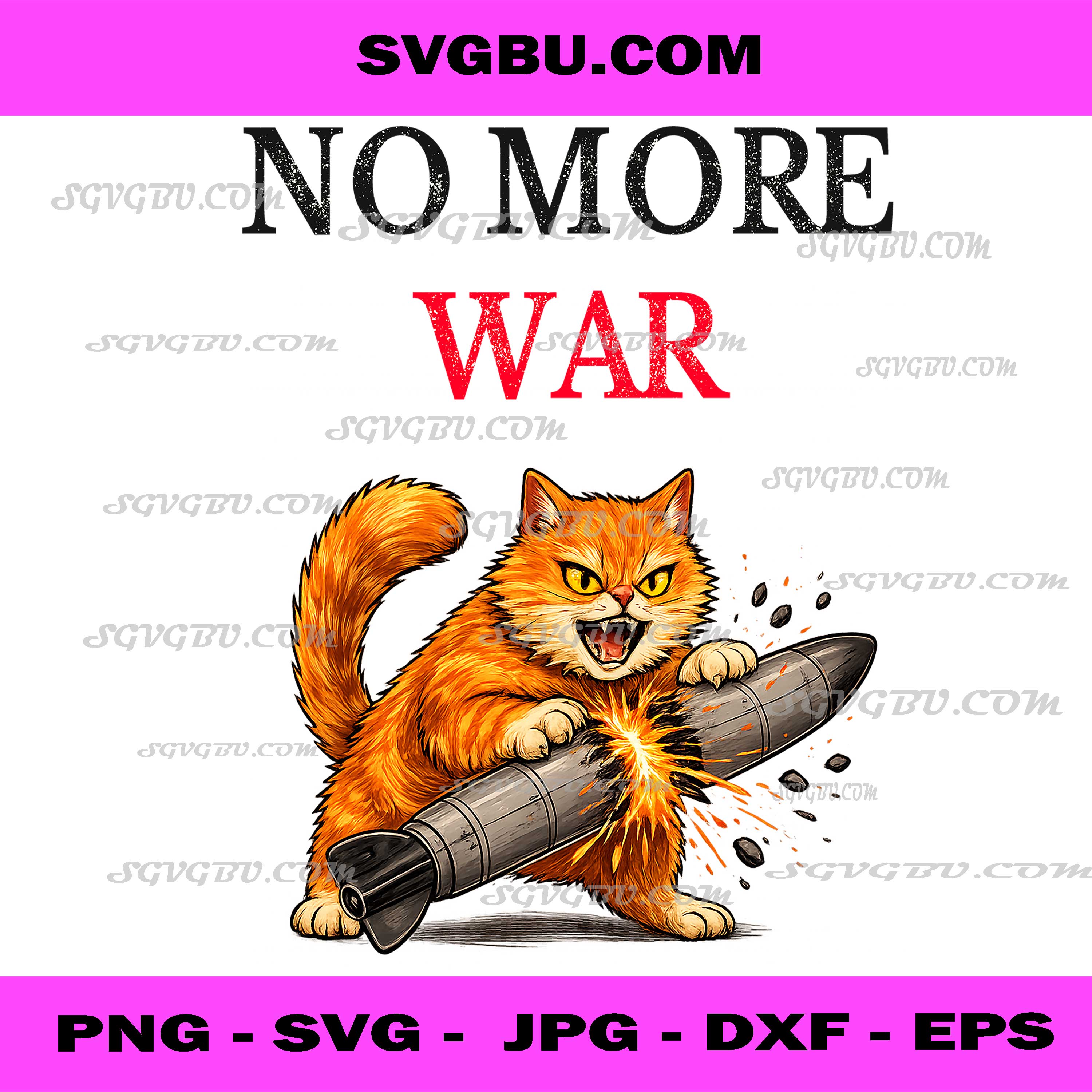 No More War, Angry Orange Cat Breaking Missile Meme PNG