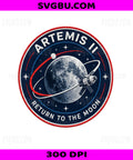 Artemis II Return To The Moon PNG, NASA Lunar Orbit Space Mission Badge