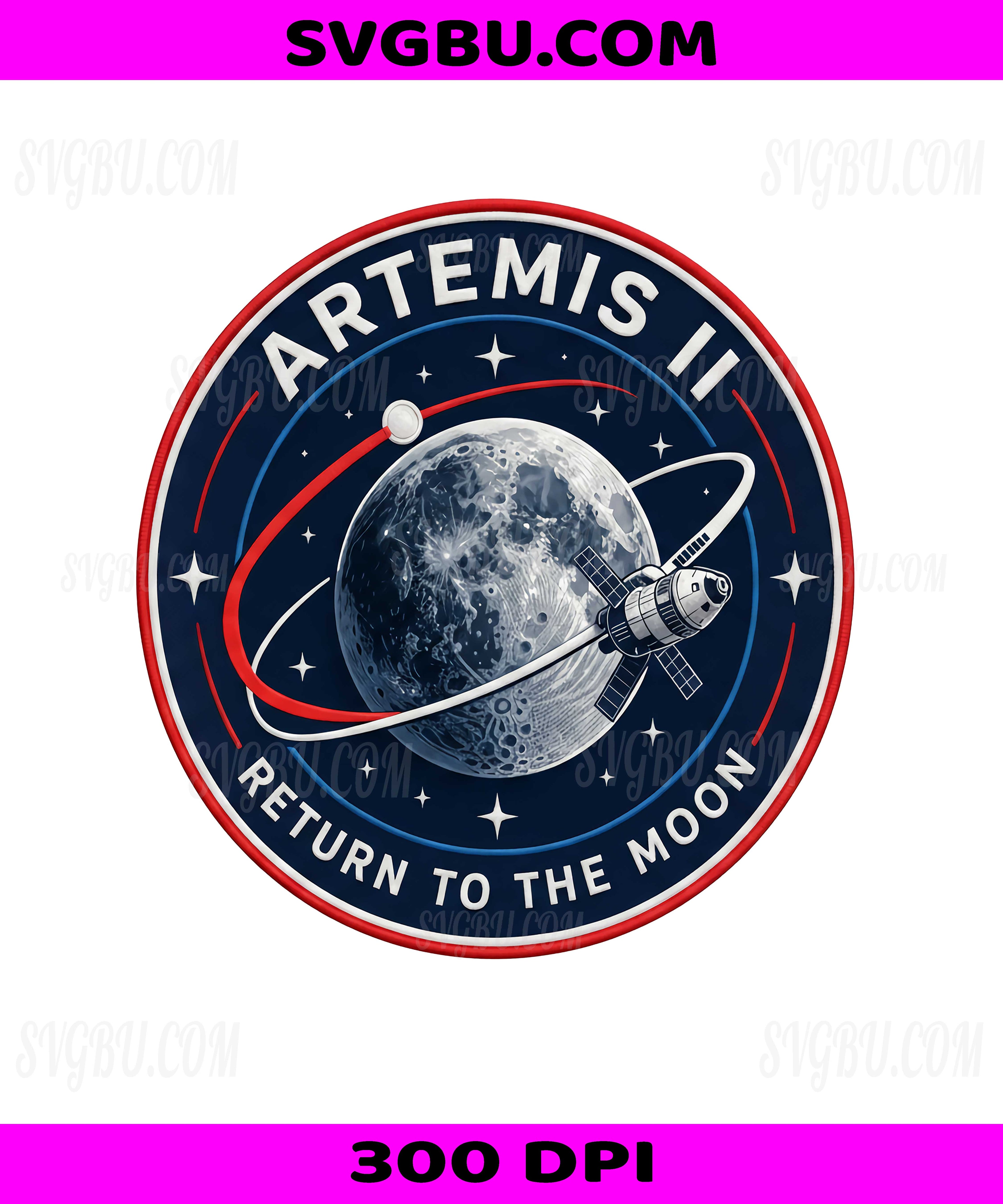 Artemis II Return To The Moon PNG, NASA Lunar Orbit Space Mission Badge