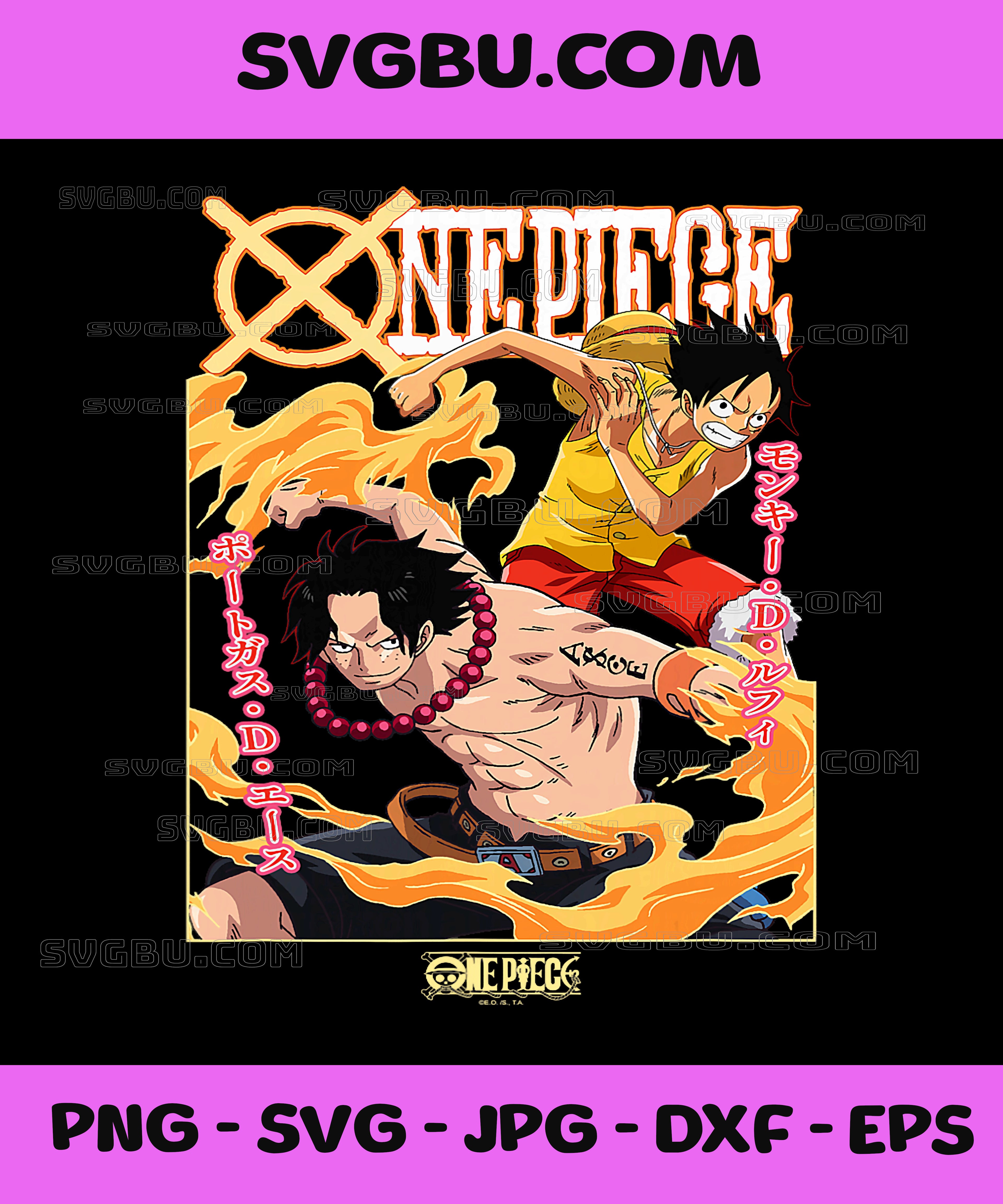 One Piece PNG, Anime Ace and Luffy PNG, Team Up Kanji PNG