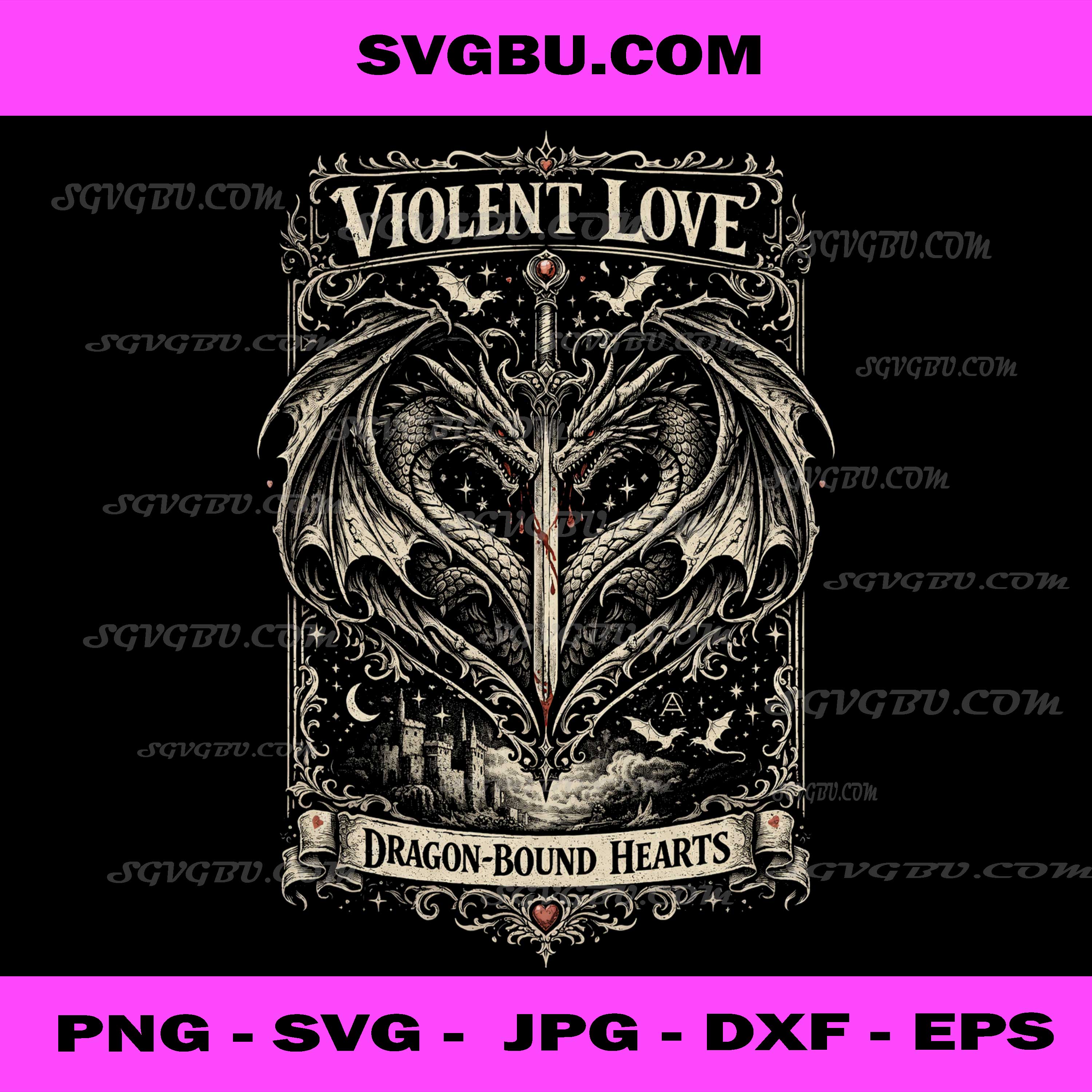 Violent Love Dragon-Bound Hearts PNG, Fourth Wing Fantasy Dragon Art PNG
