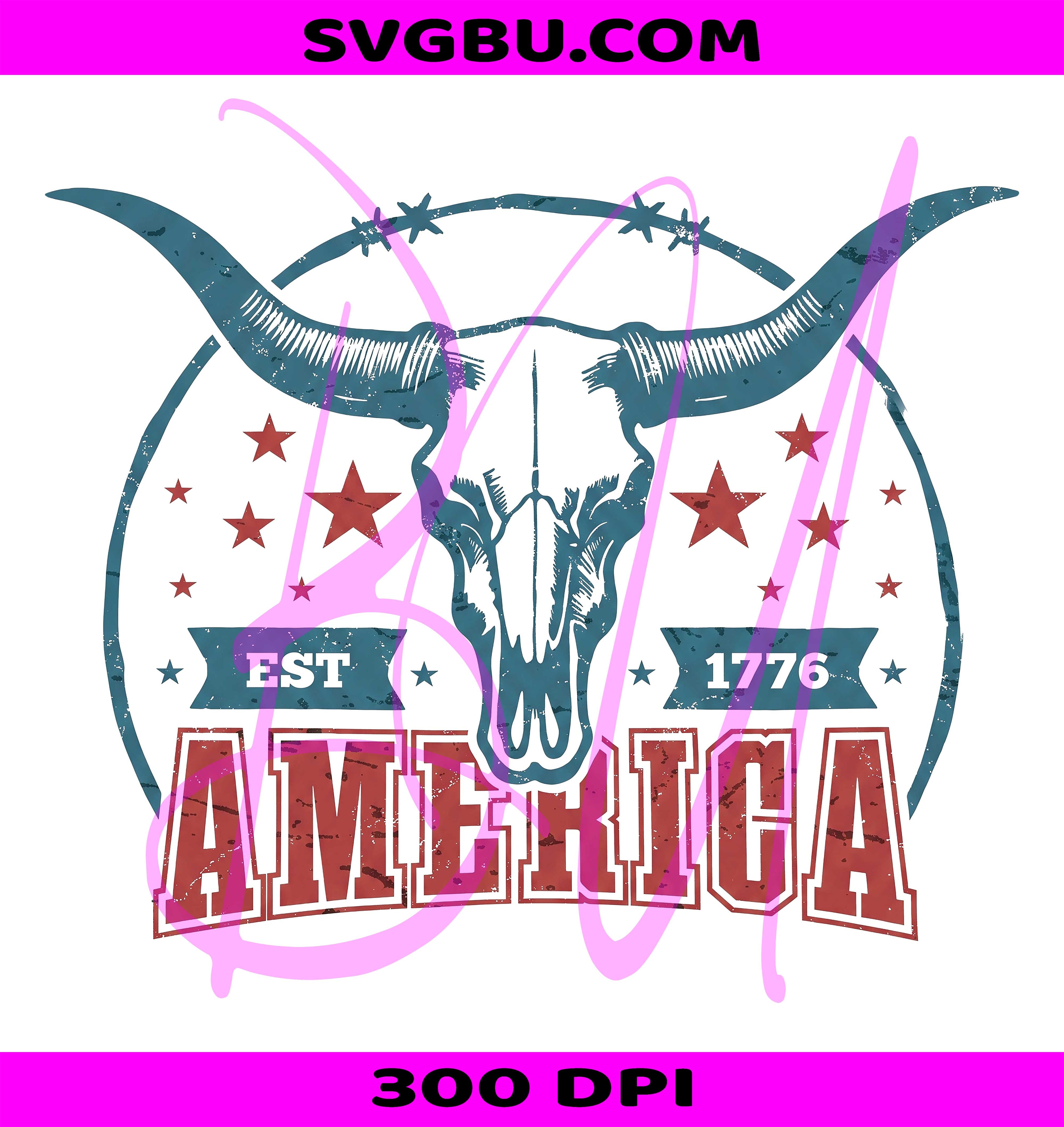 Western 4th Of July PNG, USA Bull Skull PNG, Western USA PNG
